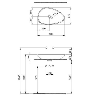 Bocchi Etna Çanak Lavabo 58 cm Mat Bronz - 1114-070-0125 - 1