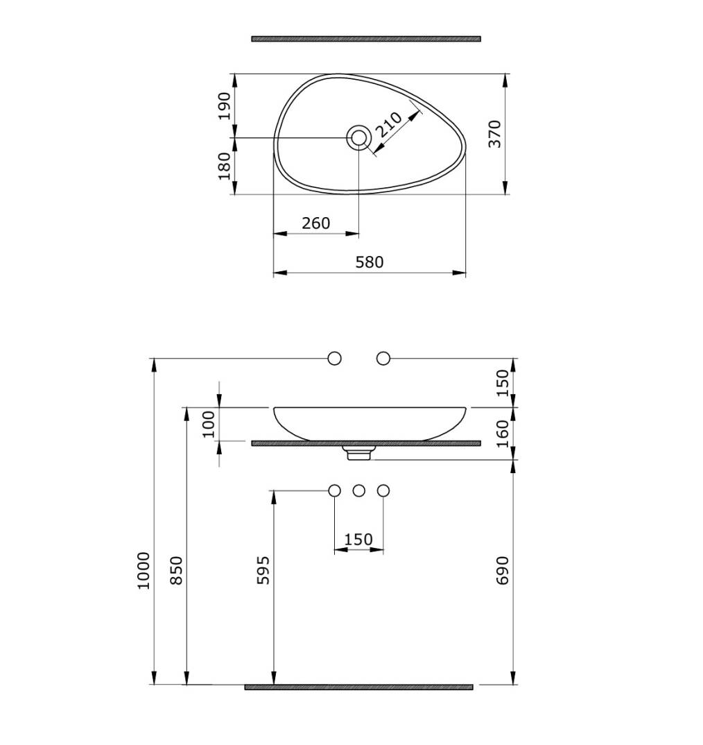 BOCCHI - Etna Çanak Lavabo 58 cm Mat Kaşmir - OUTLET - 1114-011-0125-TESHIR - 2