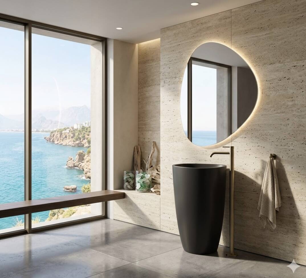 Bocchi - Etna Yerden Monoblok Lavabo Parlak Siyah - 1075-005-0125 - 3