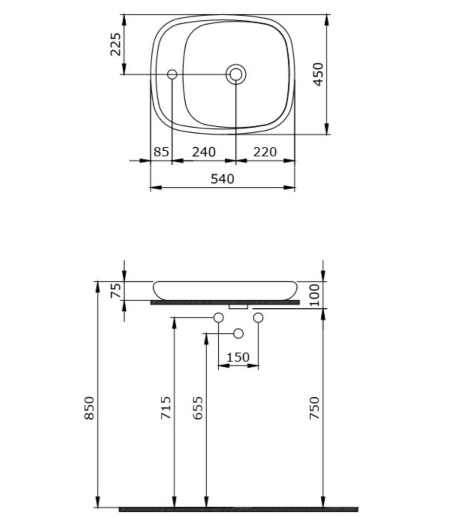 Bocchi Fenice 55 x 40 cm Parlak Beyaz Çanak Lavabo - 1164-001-0125 - 2