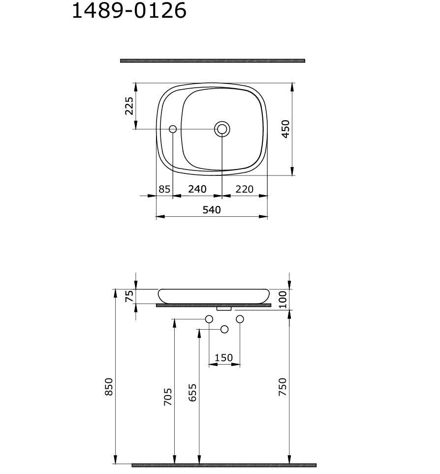 Bocchi Fenice Çanak Lavabo 54 cm Beyaz - 1489-001-0126 - 2