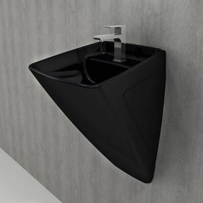 BOCCHI - Firenze Asma Monoblok Lavabo Parlak Siyah - OUTLET - 1082-005-0126-TESHIR - 2