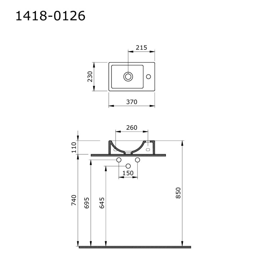 Bocchi Milano Dar Sol Lavabo 37 cm Beyaz - 1418-001-0126 - 3