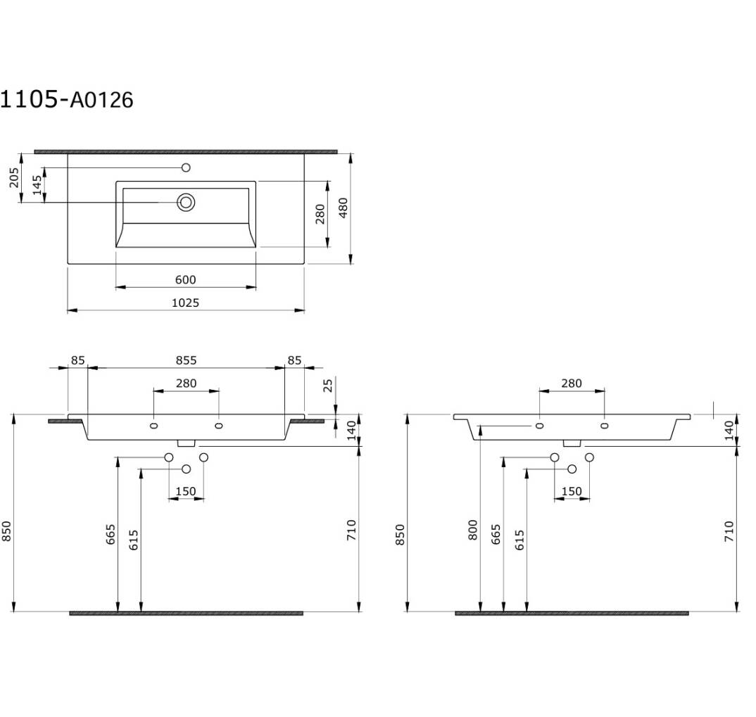 Bocchi Milano Etajerli Lavabo 100 cm Mat Antrasit - 1105-020-0126 - 2