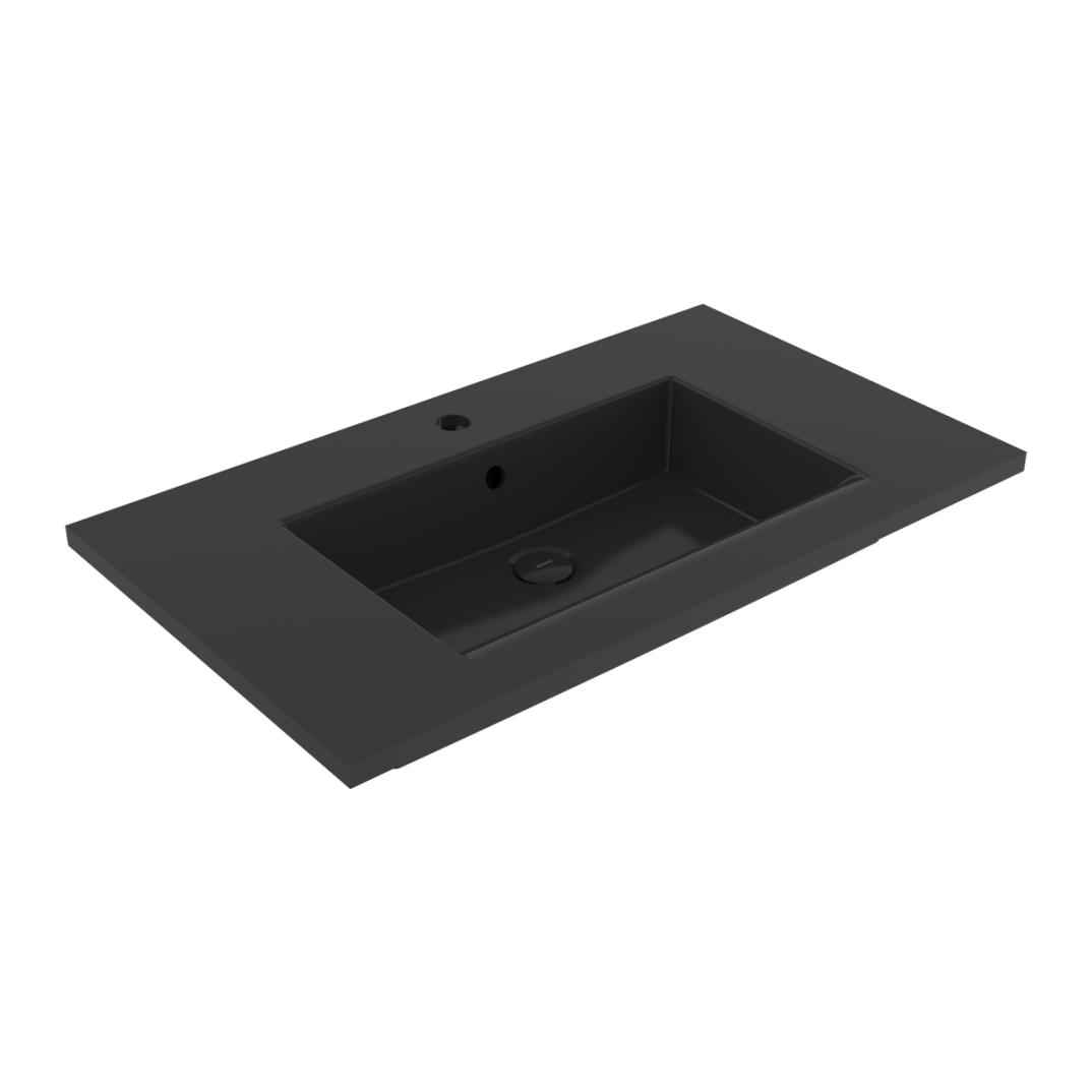 Bocchi Milano Etajerli Lavabo 80 cm Parlak Siyah - 1113-005-0126 - 1