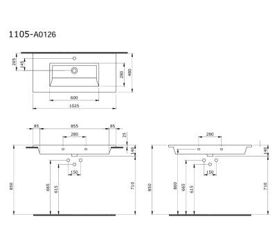 Bocchi Milano Etajerli Lavabo Parlak Bisküvi 100 cm - 1105-014-0126 - 2