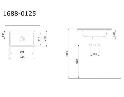 Bocchi Milano Tezgah Altı Lavabo 44 cm Beyaz - 1688-001-0125 - 2