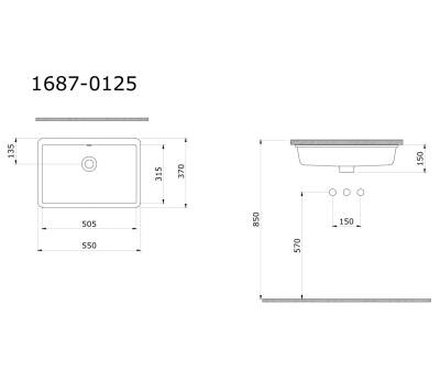 Bocchi Milano Tezgah Altı Lavabo 55 cm Beyaz - 1687-001-0125 - 2