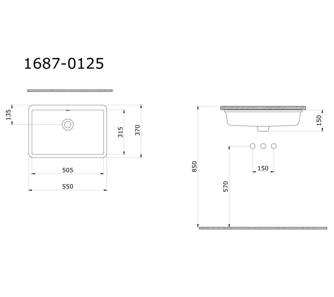 Bocchi Milano Tezgah Altı Lavabo 55 cm Beyaz - 1687-001-0125 - 2