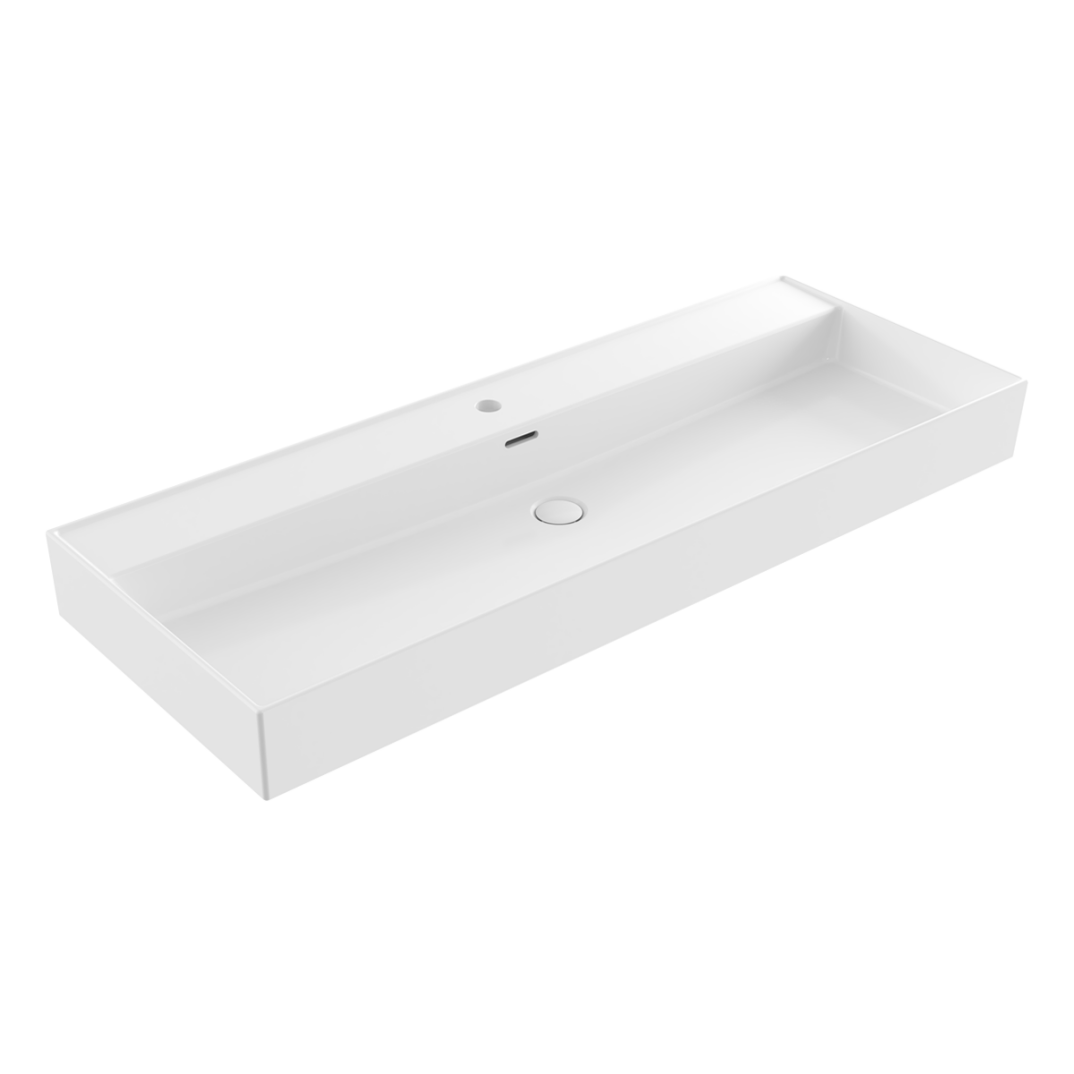 Bocchi Milano Tezgah Üstü Asma Lavabo 120 cm Parlak Beyaz - 1394-001-0126 - 2