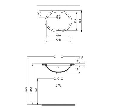 Bocchi Parma Tezgah Altı Lavabo 56 cm Parlak Siyah - 1384-005-0125 - 1