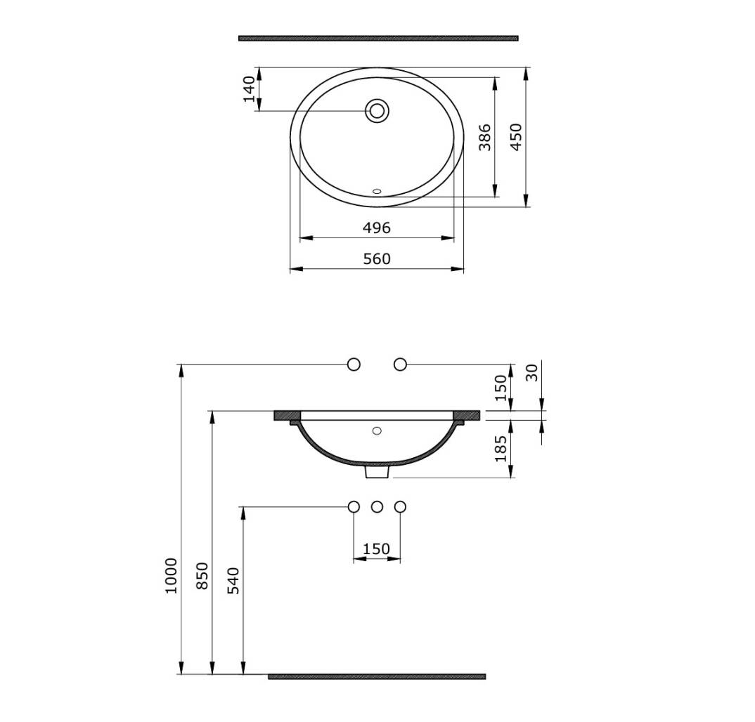 Bocchi Parma Tezgah Altı Lavabo 56 cm Parlak Siyah - 1384-005-0125 - 1