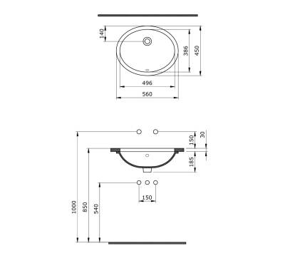 Bocchi Parma Tezgah Altı Lavabo Beyaz - 1384-001-0125 - 1