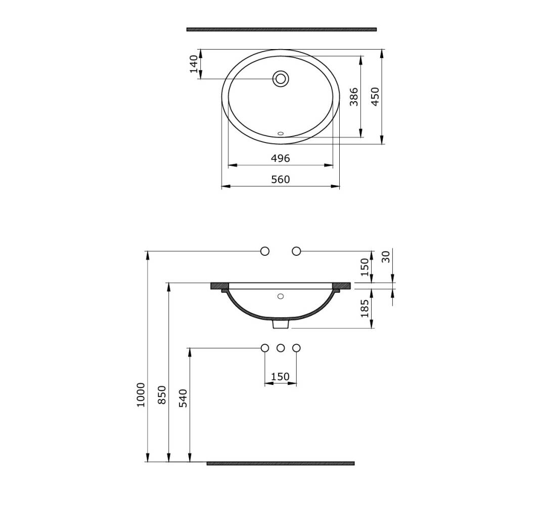 Bocchi Parma Tezgah Altı Lavabo Beyaz - 1384-001-0125 - 1