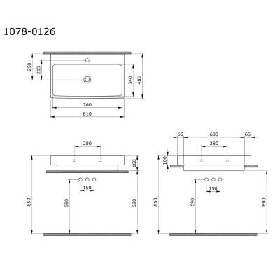 Bocchi Scala Arch Tezgah Üstü Lavabo Kaşmir 80 cm - 1078-011-0126 - 2