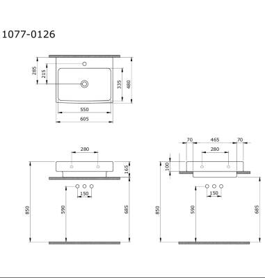 Bocchi Scala Arch Tezgah Üstü 60 cm Lavabo Parlak Beyaz - 1077-001-0126 - 2