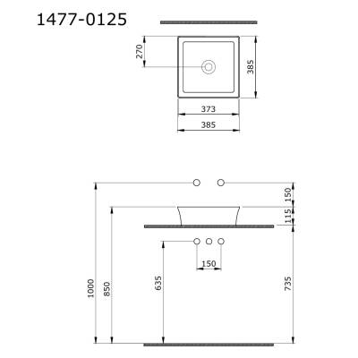 BOCCHI - Slim Line Kare Çanak Lavabo 38 x 38 cm Parlak Beyaz - OUTLET - 1477-001-0125-TESHIR - 2