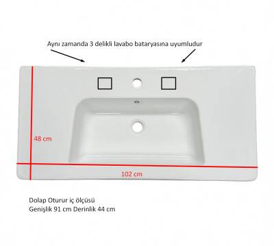 Bocchi - Sonia SX5 Tezgah Üstü Lavabo 100 cm Parlak Beyaz - 1108-001-0826 - 4