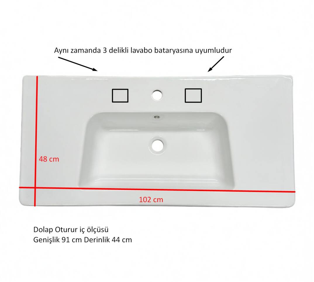 Bocchi - Sonia SX5 Tezgah Üstü Lavabo 100 cm Parlak Beyaz - 1108-001-0826 - 4