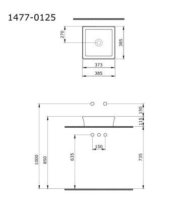 Bocchi - Sottile Slim Line Tezgah Üstü Lavabo 38*38 cm Mat Gri - 1477-006-0125 - 2