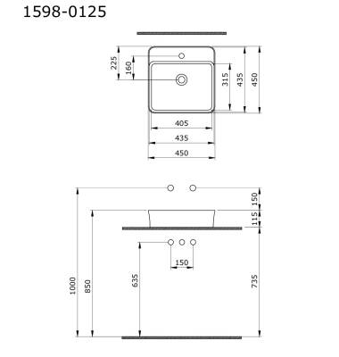 Bocchi Sottile Slim Line Tezgah Üstü Lavabo 45 cm Beyaz - 1598-001-0126 - 2