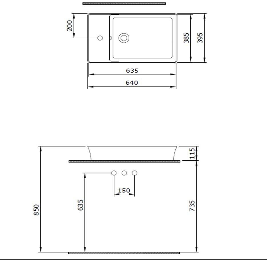 Bocchi Sottile Slim Line Tezgah Üstü Lavabo 60 cm Beyaz - 1479-001-0126 - 2