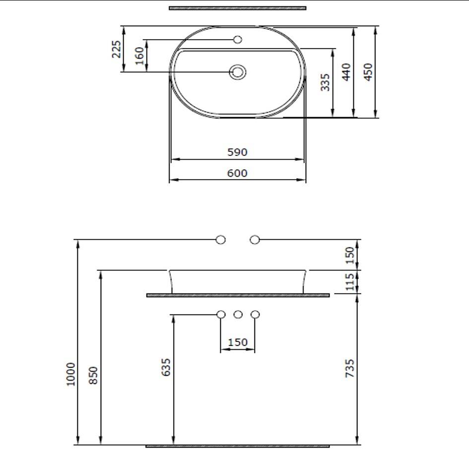 Bocchi Sottile Slim Line Tezgah Üstü Lavabo 60 cm Mint Yeşil - 1600-033-0126 - 2