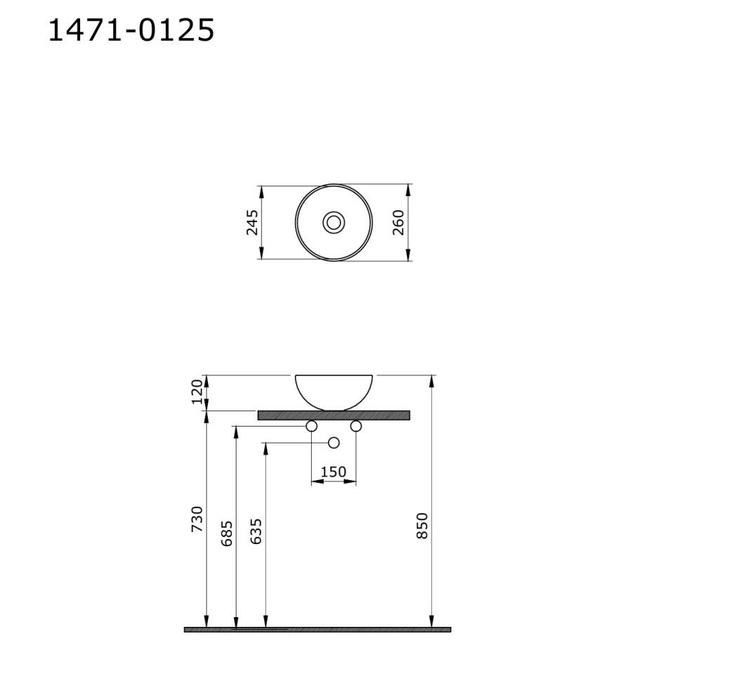 Bocchi Sottile Slim Line Tezgah Üstü Lavabo Mat Beton - 1471-069-0125 - 2