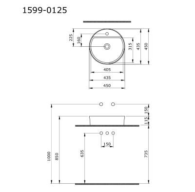 Bocchi Sottile Yuvarlak Lavabo 45 cm Parlak Beyaz - 1599-001-0126 - 2