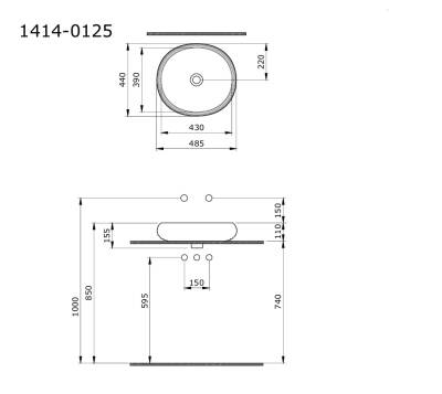 Bocchi Strata Lavabo Mat Antrasit 60 cm - 1414-020-0125 - 2