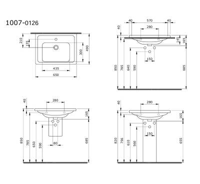 Bocchi Taormina Pro Etajerli Lavabo Beyaz 66 cm - 1007-001-0126 - 2