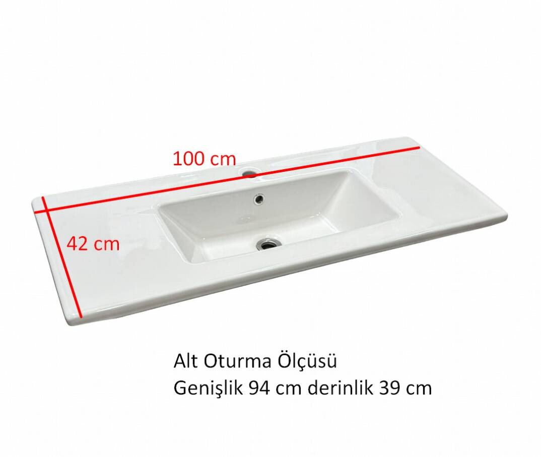 Bocchi - Tezgah Üstü Lavabo 41*100 Parlak Beyaz - 1329-001-0126 - 2