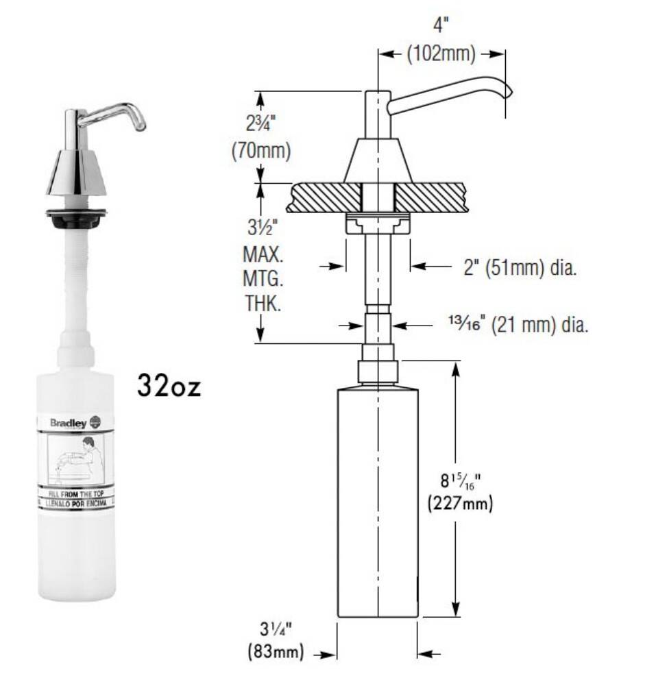 BOCCHI -Tezgaha Montajlı 1 Litre Krom Sıvı Sabunluk OUTLET - 6324-680000-TESHIR - 2
