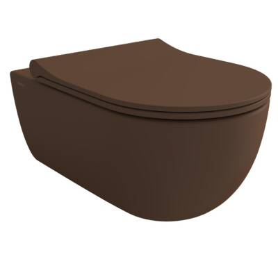 Bocchi - V-Tondo Rimless Asma Klozet 54 cm Mat Kahve - 1416-025-0128 - 1