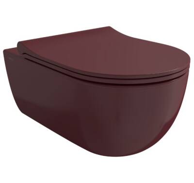 Bocchi - V-Tondo Rimless Asma Klozet Parlak Burgonya Bordosu - 1416-072-0128 - 1
