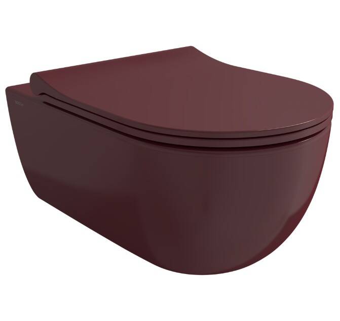 Bocchi - V-Tondo Rimless Asma Klozet Parlak Burgonya Bordosu - 1416-072-0128 - 1