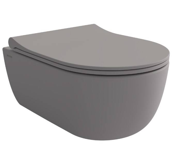 Bocchi - V-Tondo Rimless Kısa Asma Klozet 49 cm Mat Gri - 1417-006-0128 - 1