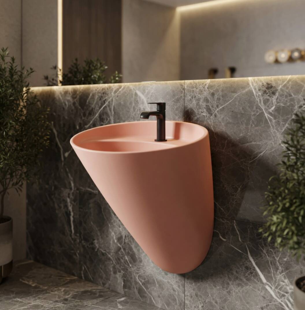 Bocchi - Venezia Asma Monoblok Lavabo Batarya Delikli Mat Somon - 1083-032-0126 - 2
