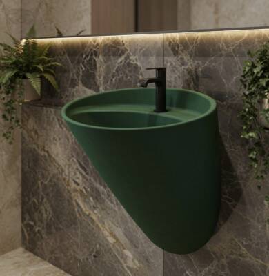 Bocchi - Venezia Asma Monoblok Lavabo Batarya Delikli Mat Yeşil - 1083-027-0126 - 3
