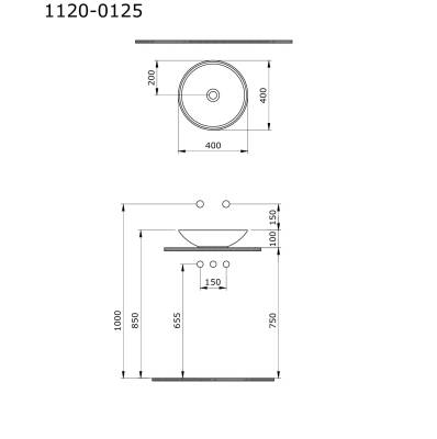 BOCCHI - Venezia / Lucca Çanak Lavabo 40 cm Parlak Siyah - OUTLET - 1120-005-0125-TESHIR - 2