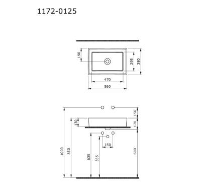 BOCCHI - Vessel Dikdörtgen Lavabo 56 x 38 cm Mat Gri - OUTLET - 1172-006-0125-TESHIR - 2
