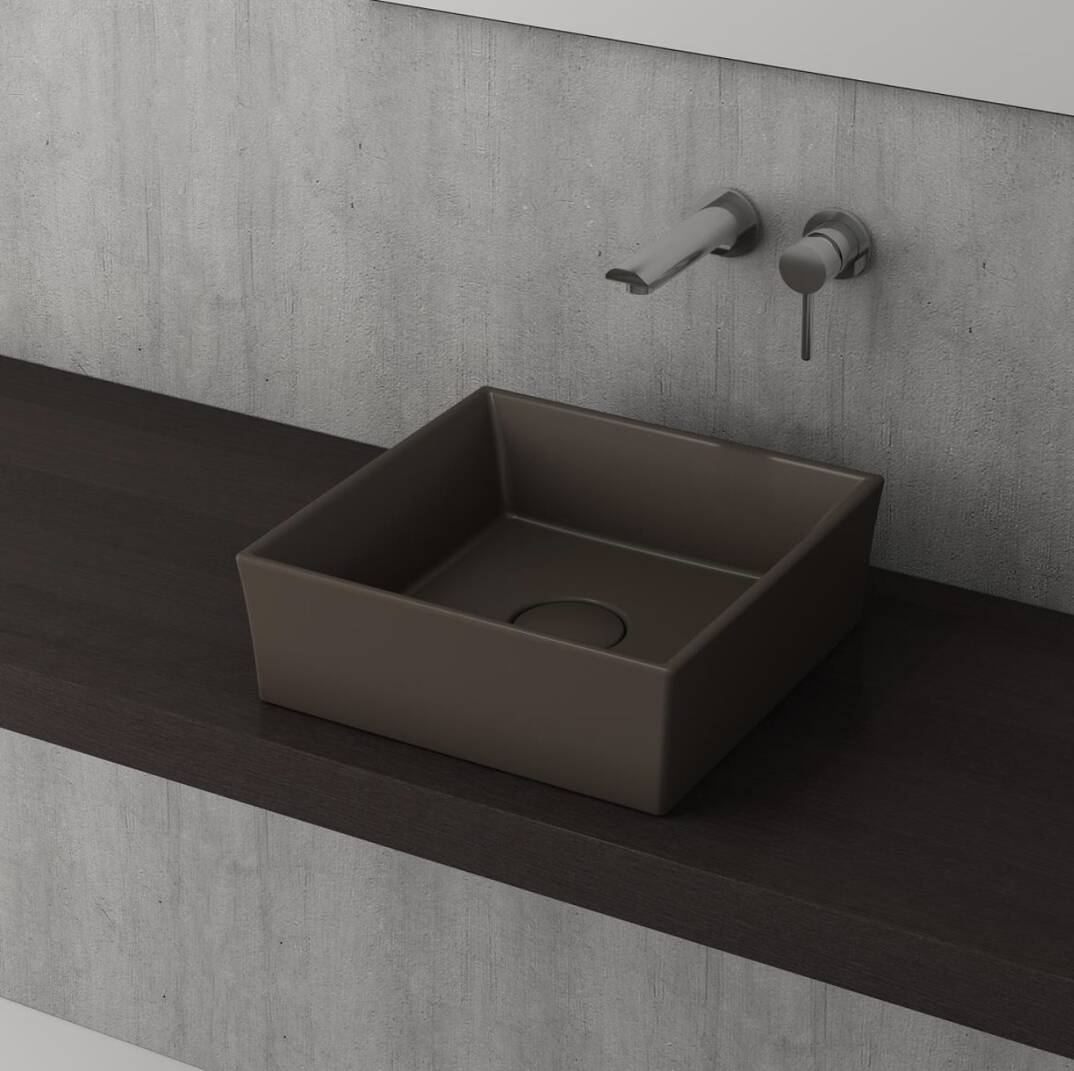 BOCCHI - Vessel Kare Lavabo 38 x 38 cm Mat Kahve - OUTLET - 1173-025-0125-TESHIR - 2