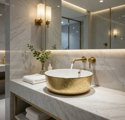 BOCCHI - Vessel (Luna) Çanak Lavabo Desenli Parlak Altın - OUTLET - 1174-412-0125-TESHIR - 3