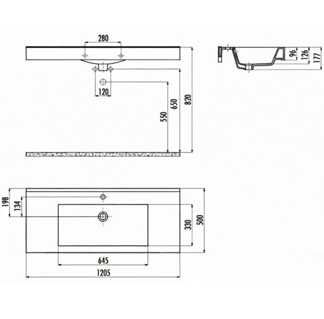 Creavit - Set Üstü Beyaz Lavabo 50*120 cm OUTLET - NT120.00000-TESHIR - 3
