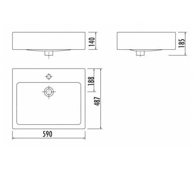 Creavit - Set üstü Kare Lavabo 50*60 Beyaz OUTLET - TP260.00-TESHIR - 2
