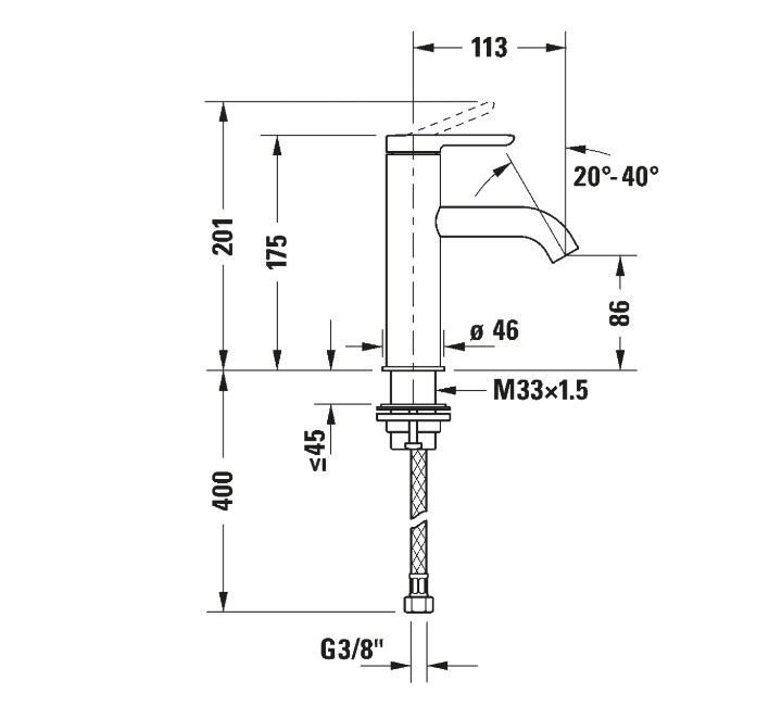 Duravit - C.1 Lavabo Bataryası (M Boy) - C11020002010-TESHIR - 2