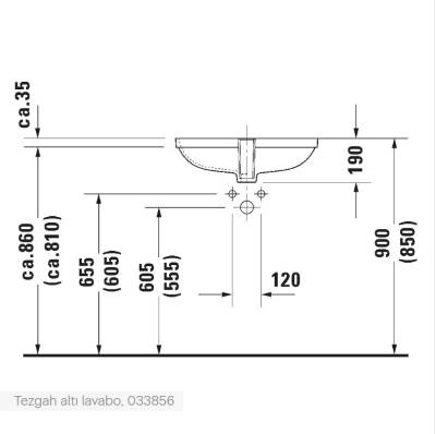 Duravit - D-Code Tezgah Altı Lavabo Beyaz OUTLET - 0338560000-TESHIR - 3