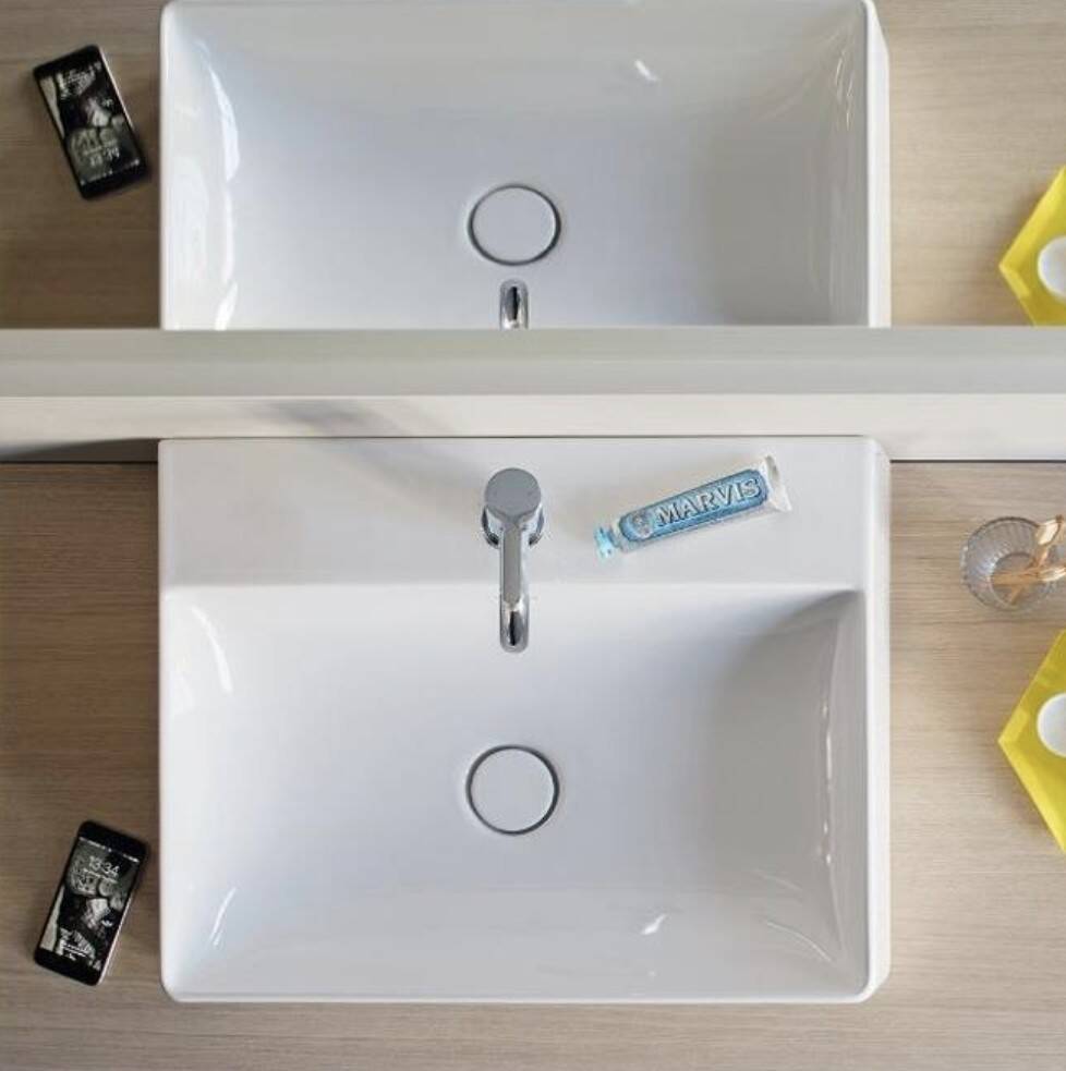 Duravit - DuraSquare Tezgah Üstü Lavabo Batarya Banklı 60 cm Beyaz OUTLET - 2353600071-TESHIR - 2