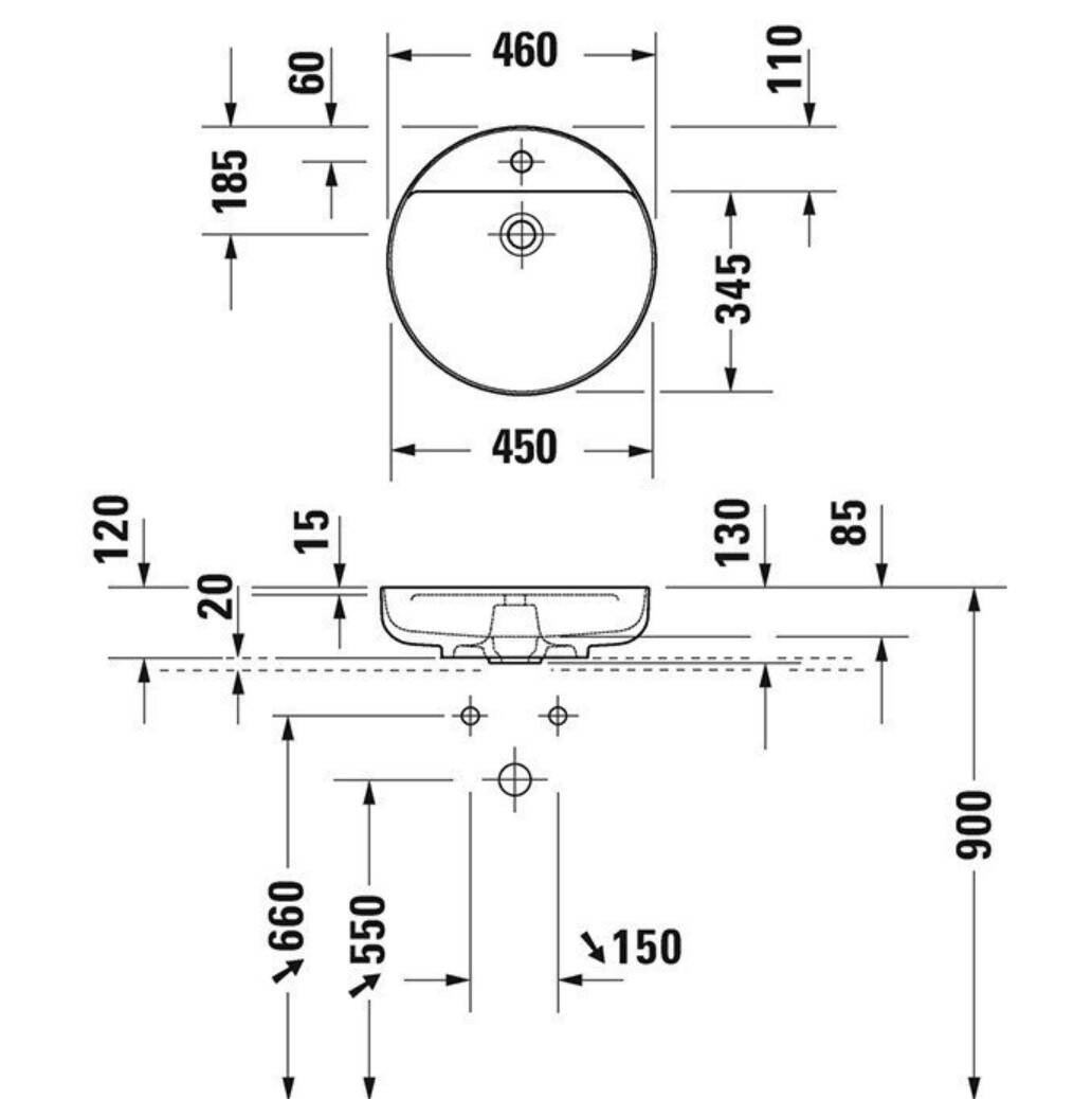 Duravit - Vitrium DuroCast Çanak Lavabo İpeksi Mat Beyaz 46 cm OUTLET - 2662463271-TESHIR - 3