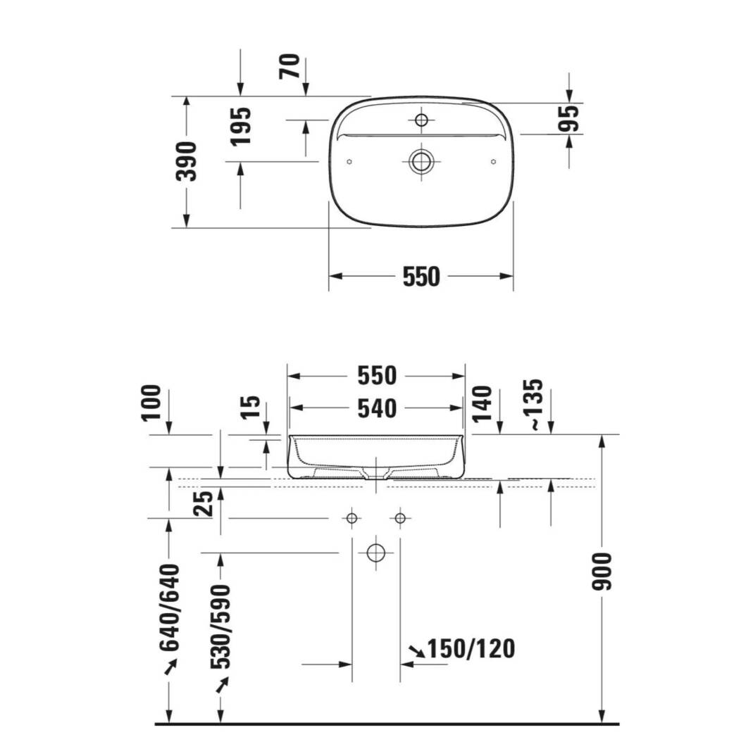 Duravit - Zencha Çanak Lavabo 55 cm Batarya Banklı Beyaz OUTLET - 2374550071-TESHIR - 6